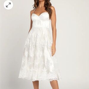 My Darling Daydreamer White Lace Bustier Midi Dress